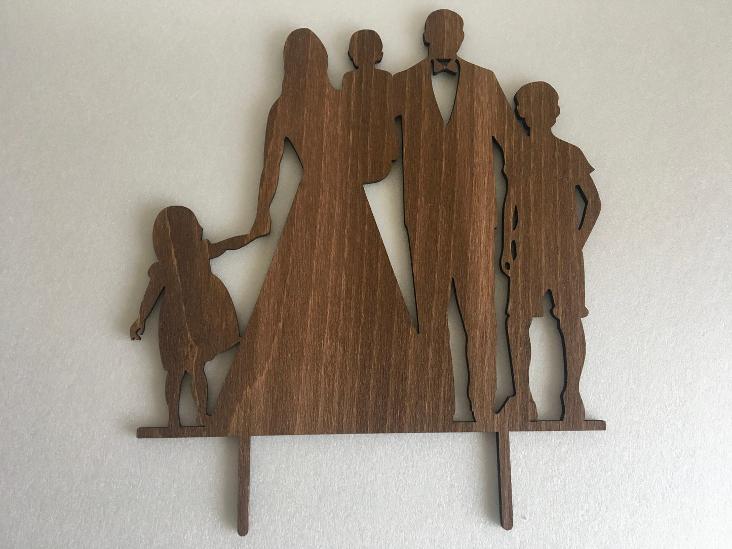 Personalized Family Wedding Cake Topper - Bride, Groom and Kids Silhouettes