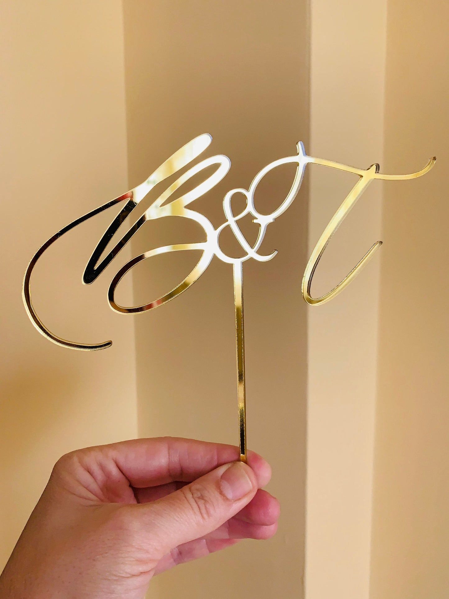 Custom Wedding Cake Topper - Personalized Initials, Hand Lettered Mr & Mrs Design