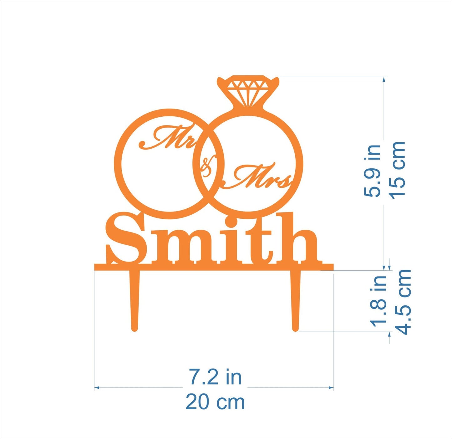 Personalized Wedding Name Cake Topper with Diamond Ring - Custom Mr and Mrs Engagement Decor