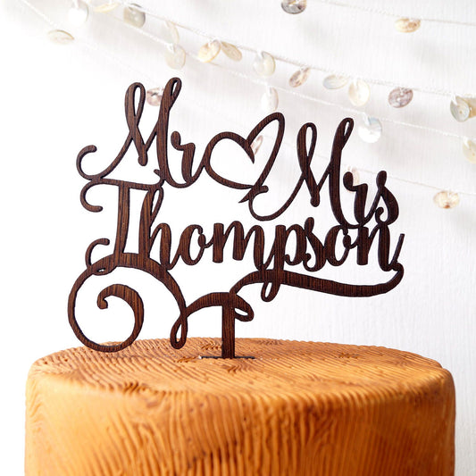 Mr and Mrs cake topper, personalized wedding cake topper, custom cake topper, wooden cake topper, rustic cake topper, Mr & Mrs cake topper