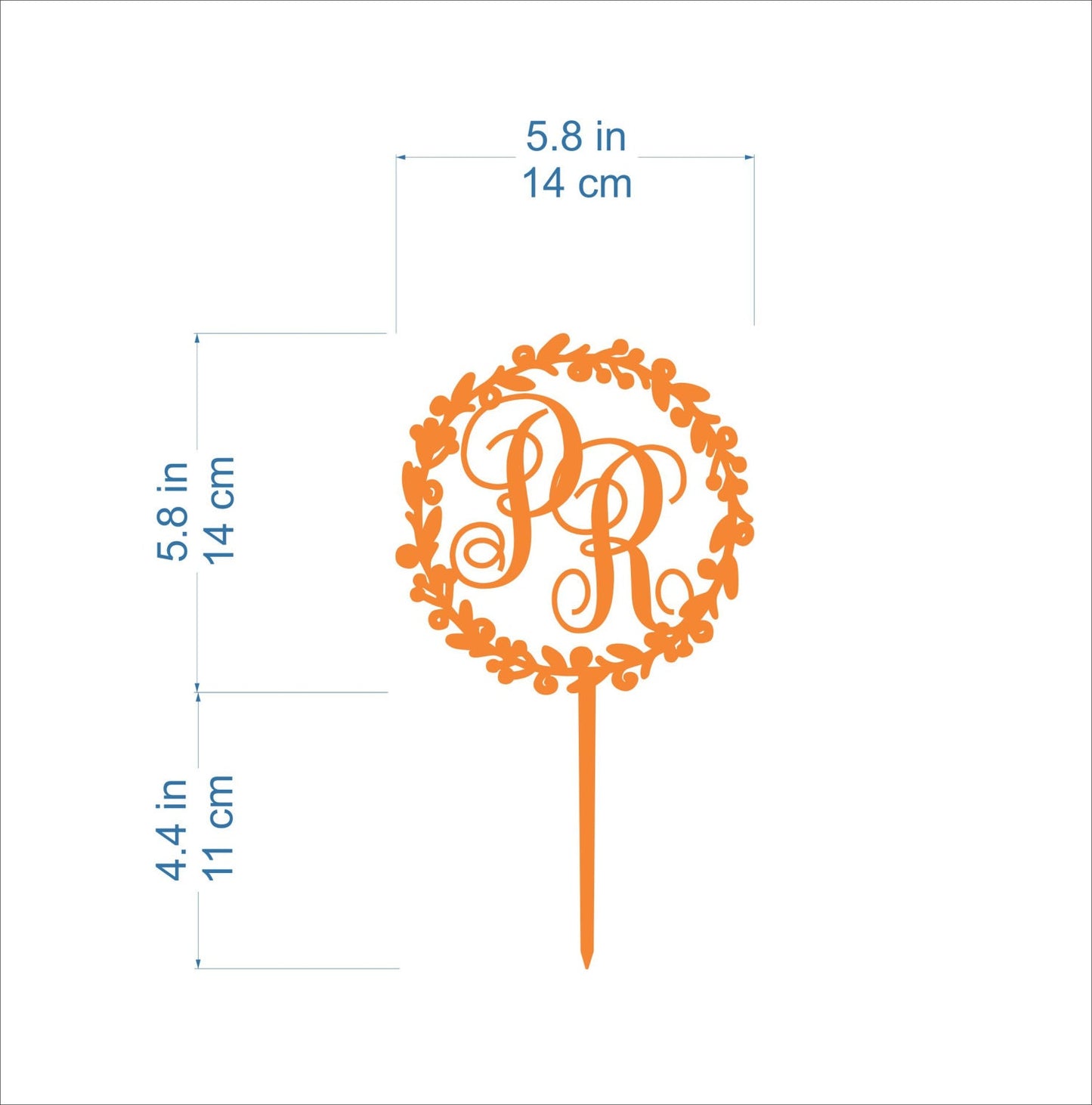Personalized Wedding Cake Topper with Two Initials - Custom Wreath Monogram Decoration