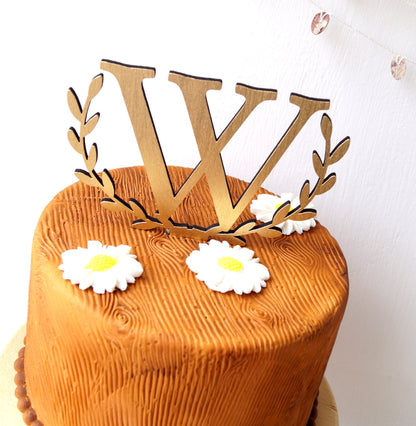 Monogram cake topper, wedding cake topper, rustic cake topper, wooden monogram topper, initial letter topper, wood cake decoration