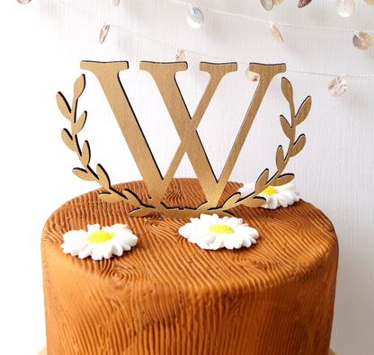 Monogram cake topper, wedding cake topper, rustic cake topper, wooden monogram topper, initial letter topper, wood cake decoration