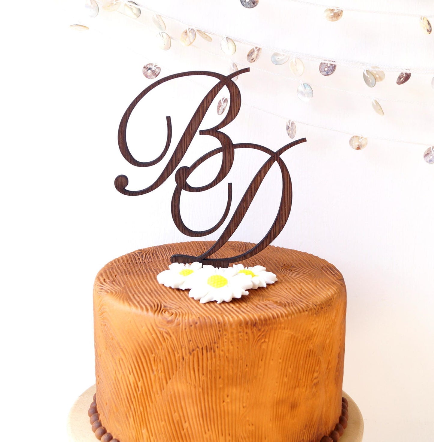 Wedding cake topper, rustic wooden cake topper, personalized cake topper, initials cake topper, custom made cake decoration, letters topper