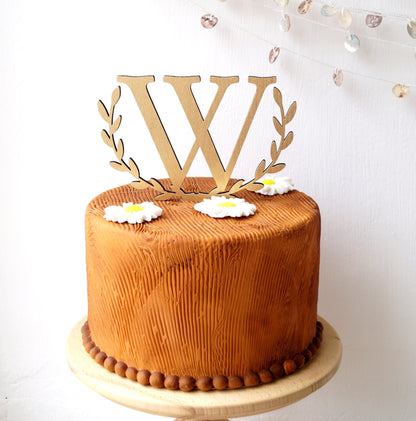 Monogram cake topper, wedding cake topper, rustic cake topper, wooden monogram topper, initial letter topper, wood cake decoration