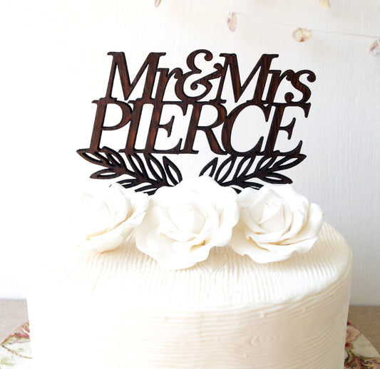Mr and Mrs cake topper, personalized wedding cake topper, custom cake topper, wooden cake topper, rustic cake topper, Mr & Mrs cake topper