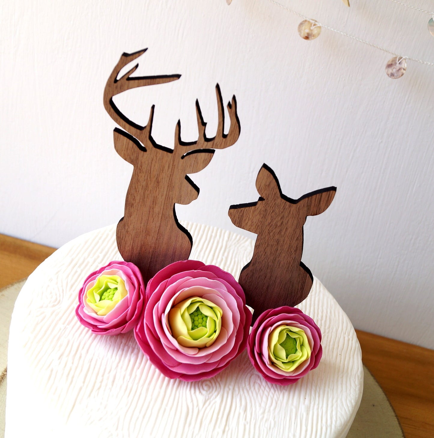 Rustic Wood Buck and Doe Wedding Cake Topper, Deer Silhouette