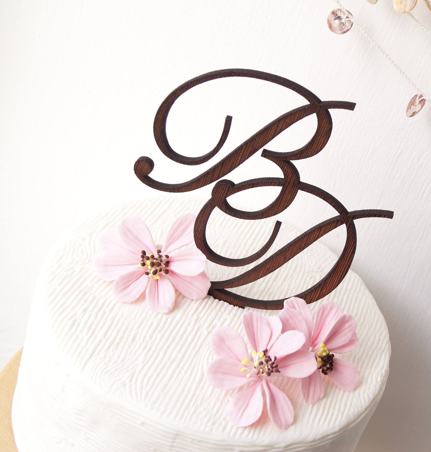Custom Wood Wedding Cake Topper, Rustic Monogram Letters Decoration
