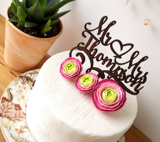 Mr and Mrs cake topper, rustic wooden cake topper, wedding cake decoration, personalized cake topper, custom made cake topper