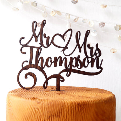 Mr and Mrs cake topper, rustic wooden cake topper, wedding cake decoration, personalized cake topper, custom made cake topper