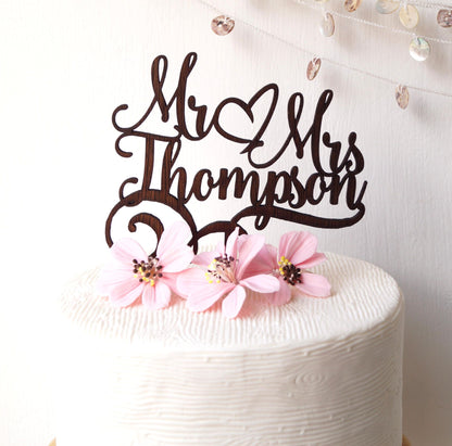 Mr and Mrs cake topper, rustic wooden cake topper, wedding cake decoration, personalized cake topper, custom made cake topper