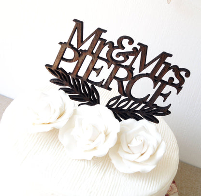 Mr and Mrs cake topper, personalized wedding cake topper, custom cake topper, wooden cake topper, rustic cake topper, Mr & Mrs cake topper