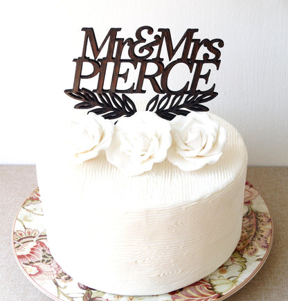 Mr and Mrs cake topper, personalized wedding cake topper, custom cake topper, wooden cake topper, rustic cake topper, Mr & Mrs cake topper