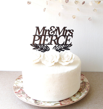 Mr and Mrs cake topper, personalized wedding cake topper, custom cake topper, wooden cake topper, rustic cake topper, Mr & Mrs cake topper