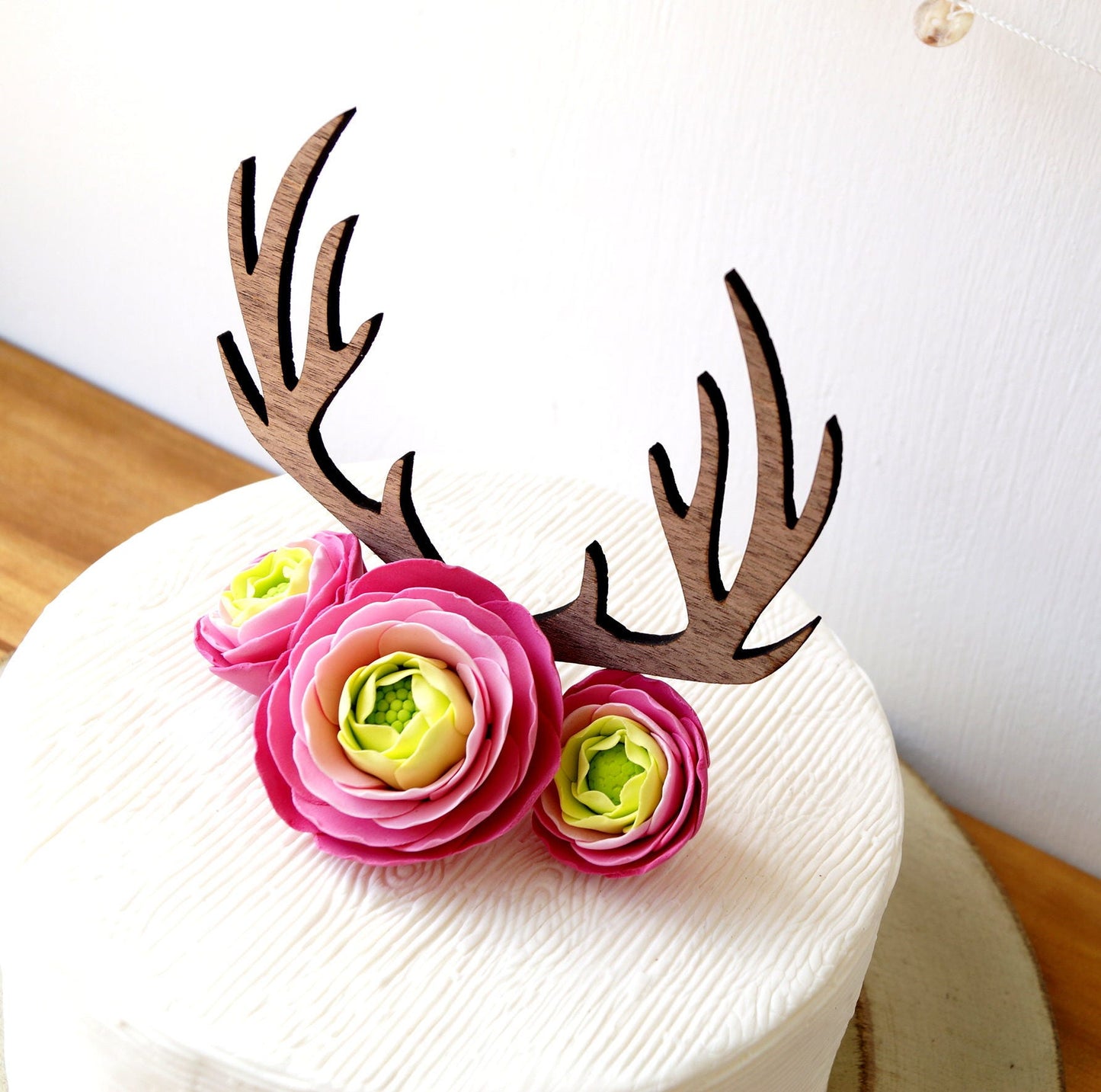 Deer antlers cake topper for wedding, grooms cake topper decoration, baptism cake topper, wooden antlers cake topper