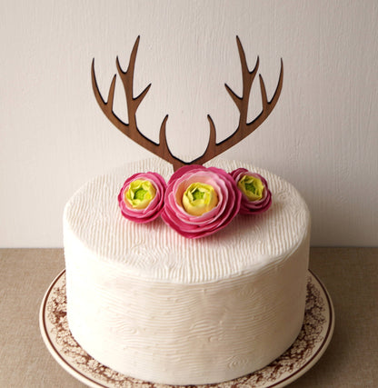 Deer Antler Wedding Cake Topper - Rustic Woodland Decor
