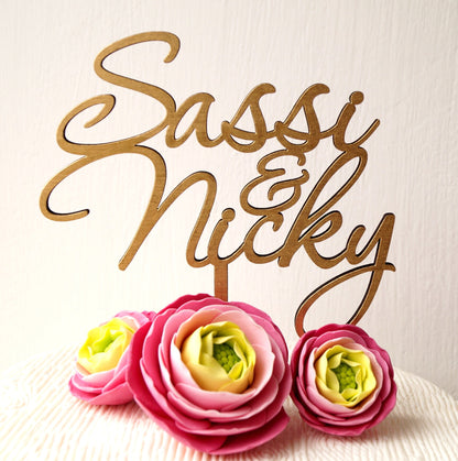 Cake topper, gold cake topper, names cake topper, wedding cake topper, cake topper for wedding, party cake topper