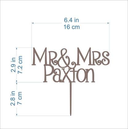 Custom Mr & Mrs Wood Cake Topper - Personalized Rustic Wedding Decorations