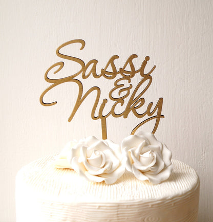 Cake topper, gold cake topper, names cake topper, wedding cake topper, cake topper for wedding, party cake topper