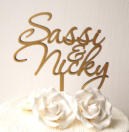 Cake topper, gold cake topper, names cake topper, wedding cake topper, cake topper for wedding, party cake topper