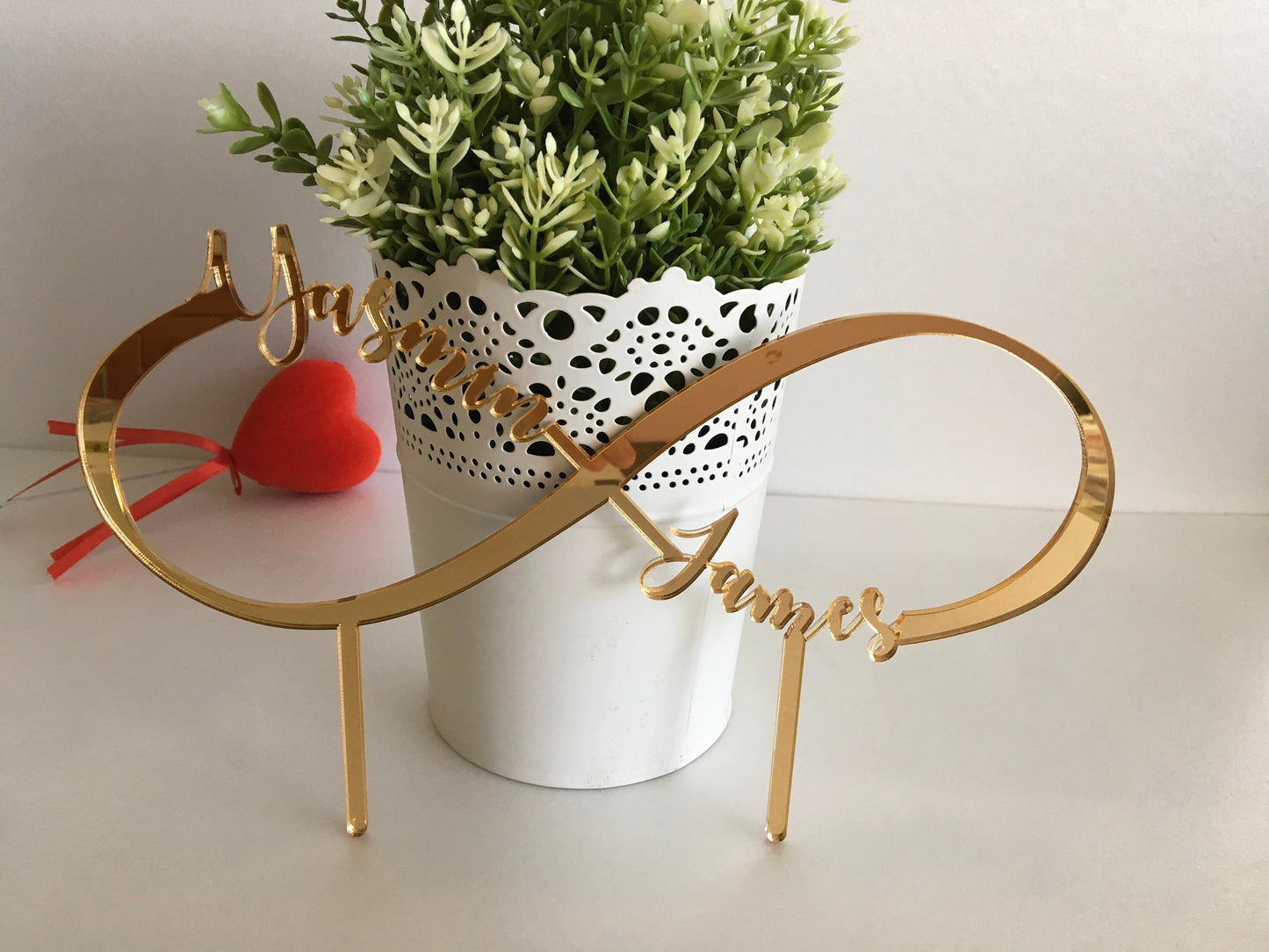 Infinity Cake Topper with Custom Name, Personalized Wedding Decor - Forever Love