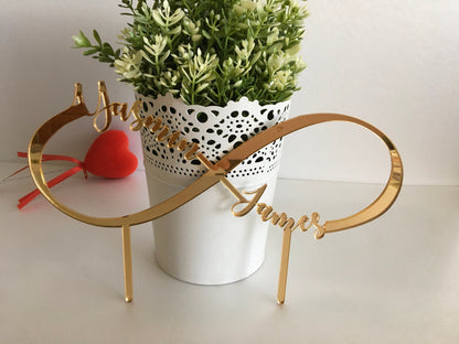Infinity Cake Topper with Custom Name, Personalized Wedding Decor - Forever Love