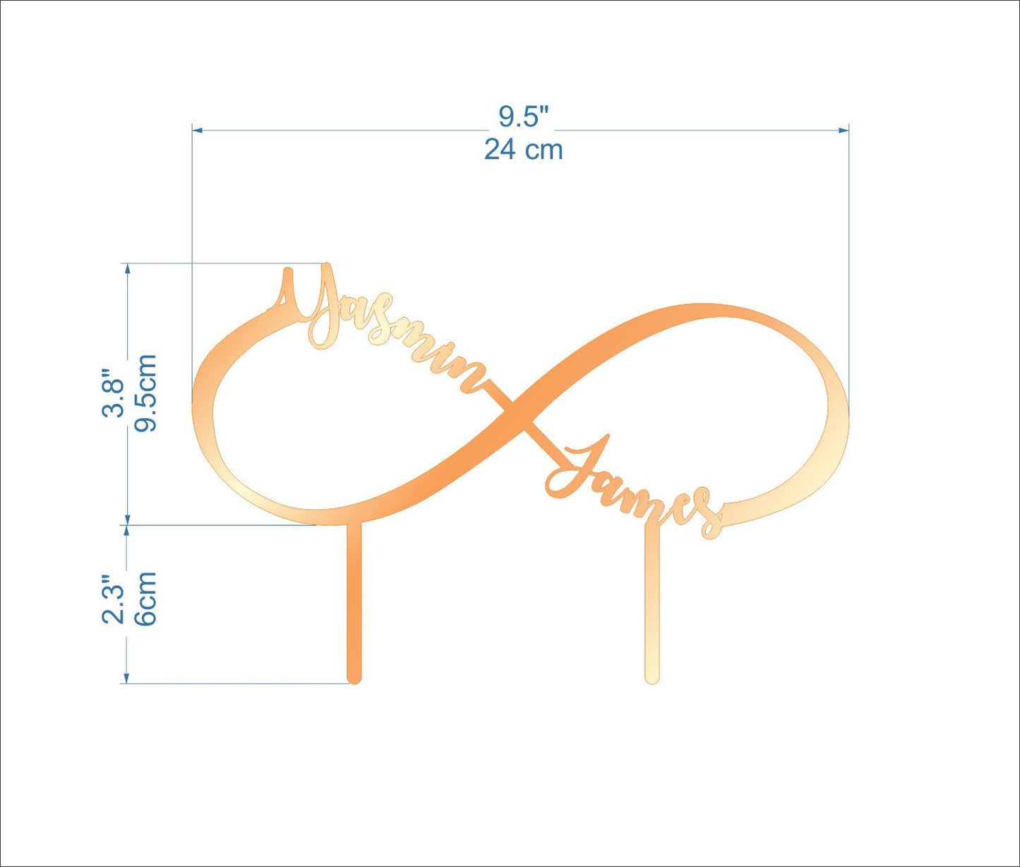 Infinity Cake Topper with Custom Name, Personalized Wedding Decor - Forever Love