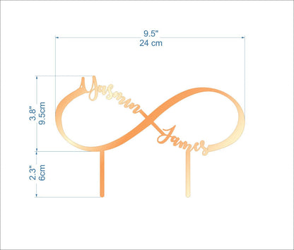 Infinity Cake Topper with Custom Name, Personalized Wedding Decor - Forever Love