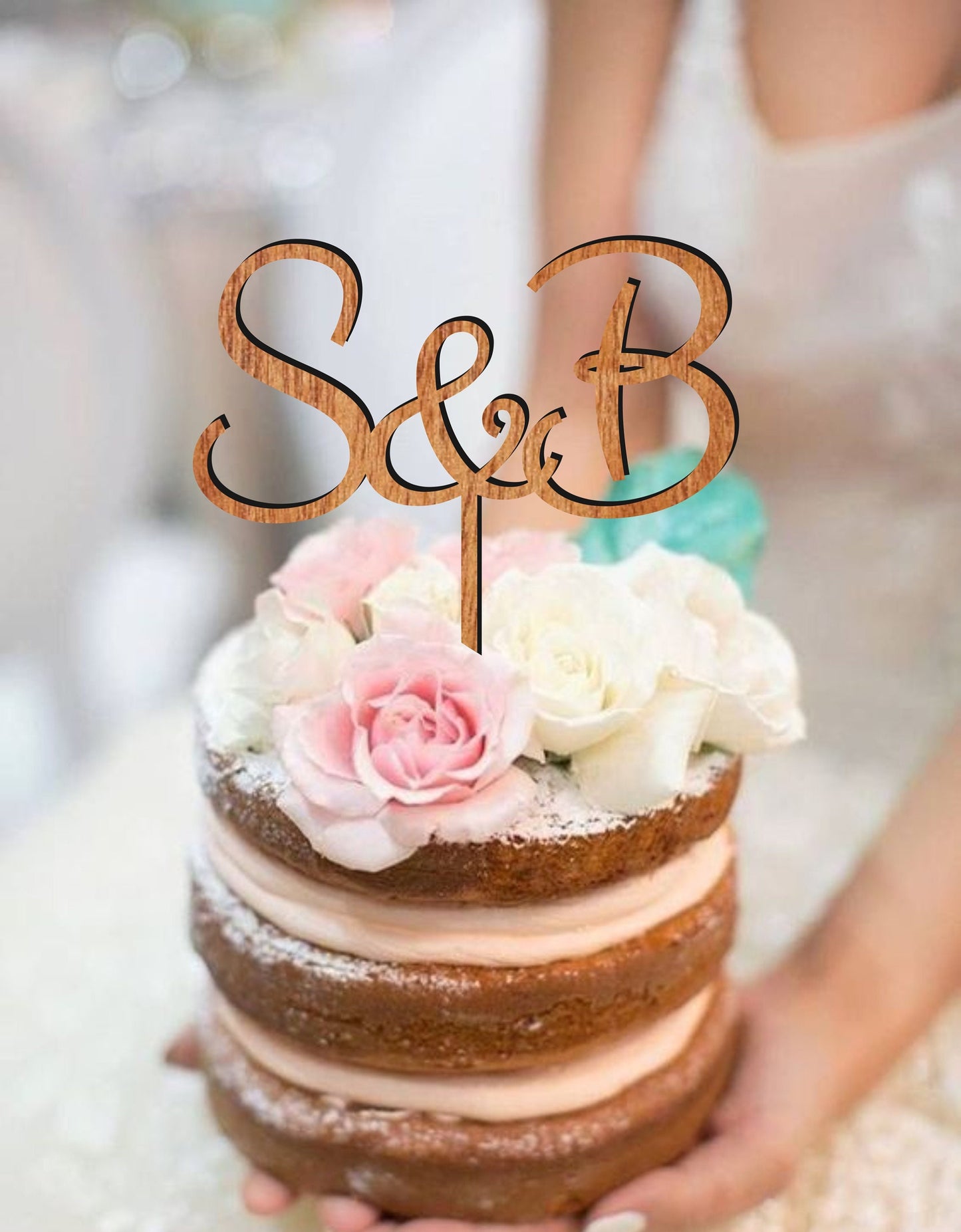Cake topper for wedding, personalized initials cake topper, custom letters and hear cake topper