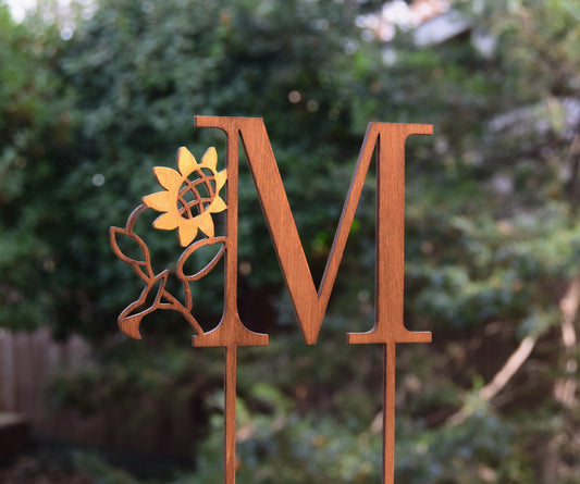 Personalized Sunflower Wedding Cake Topper: Rustic Floral Monogram