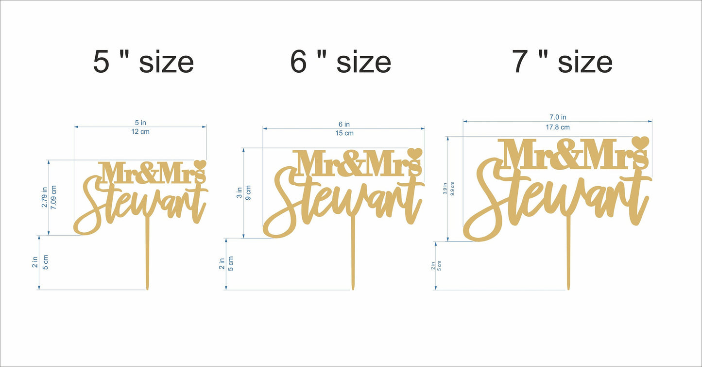 Personalized Mr and Mrs Wedding Cake Topper