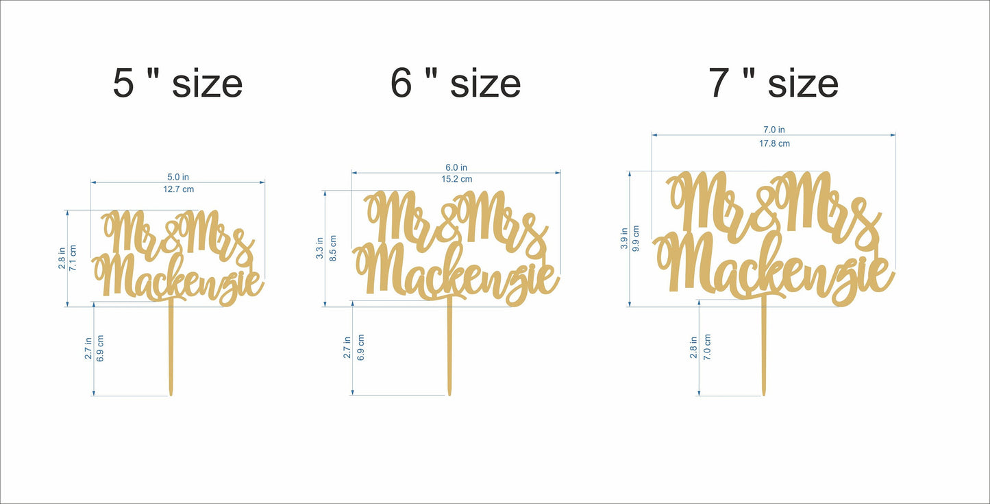 Personalized Wedding Cake Topper with Last Name - Mr and Mrs Cake Decoration
