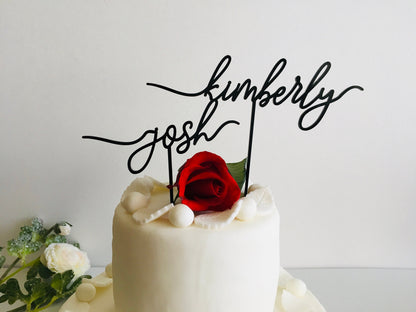 Personalized Wedding Cake Toppers - Two Custom Names - Bride and Groom - Mr and Mrs