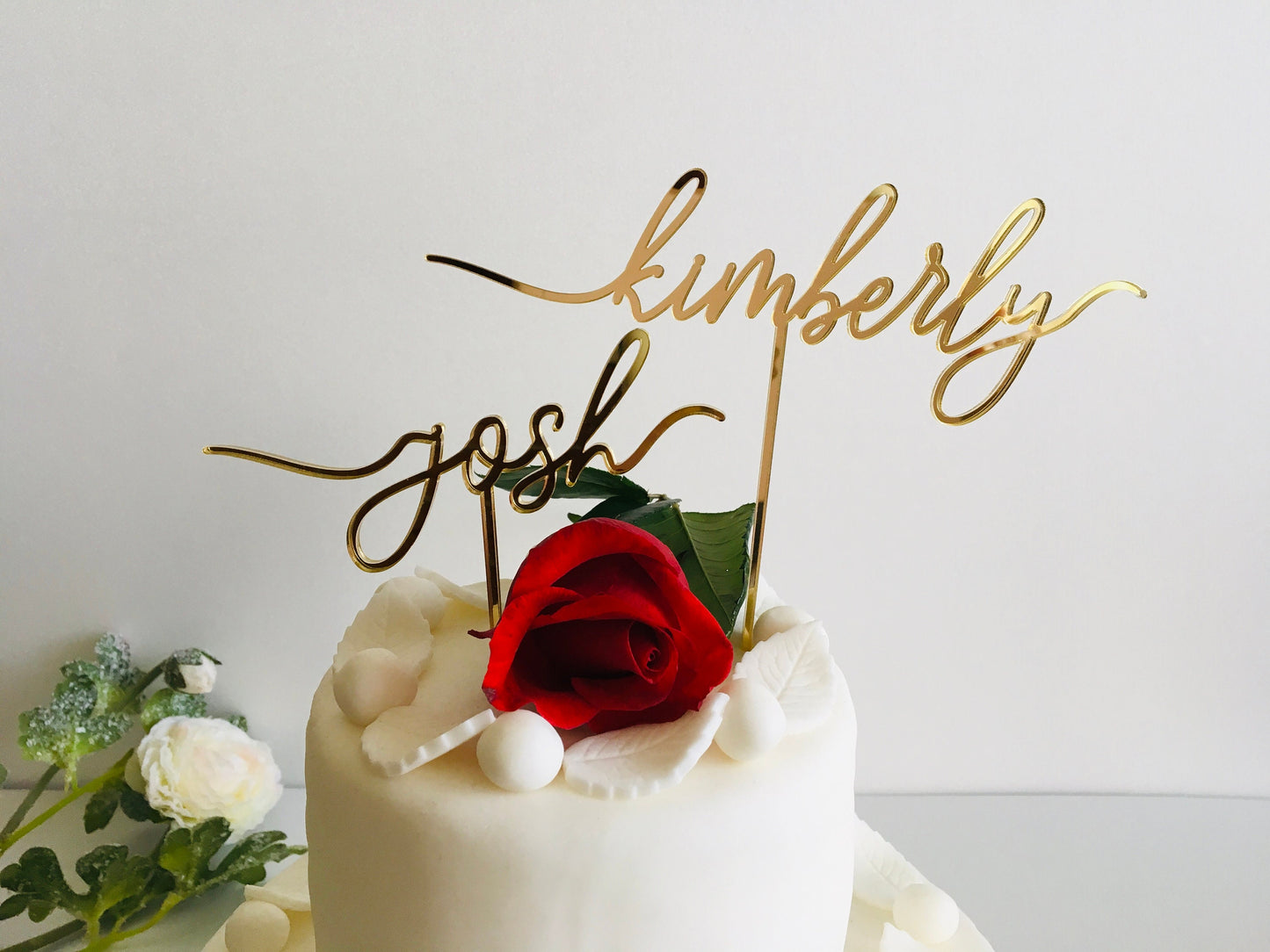 Two Custom Name Cake Toppers - Personalized Anniversary or Birthday Decoration