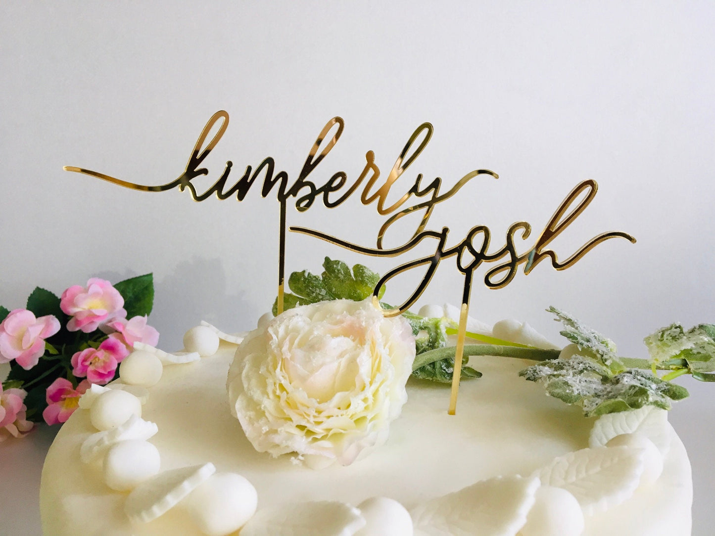 Two Custom Name Cake Toppers - Personalized Anniversary or Birthday Decoration