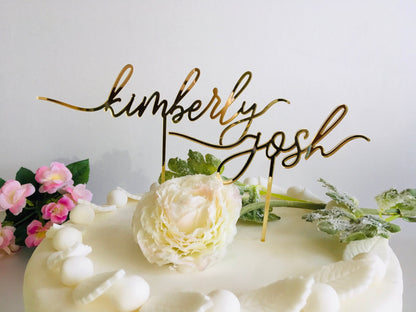Two Custom Name Cake Toppers - Personalized Anniversary or Birthday Decoration