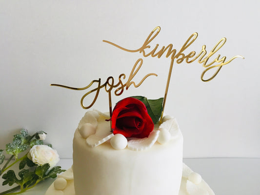 Personalized Wedding Cake Toppers - Two Custom Names - Bride and Groom - Mr and Mrs