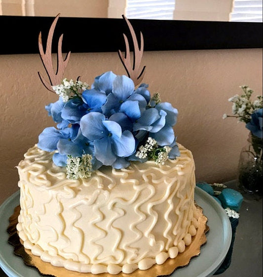 Deer antlers cake topper for wedding, grooms cake topper decoration, baptism cake topper, wooden antlers cake topper