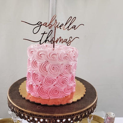 Two Custom Name Cake Toppers - Personalized Anniversary or Birthday Decoration