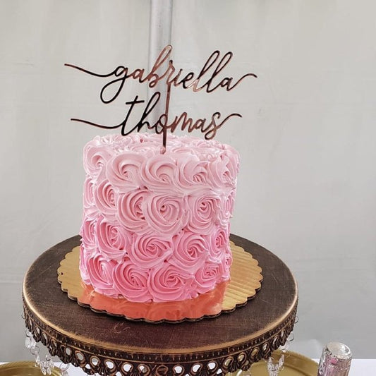 Two Custom Name Cake Toppers - Personalized Anniversary or Birthday Decoration