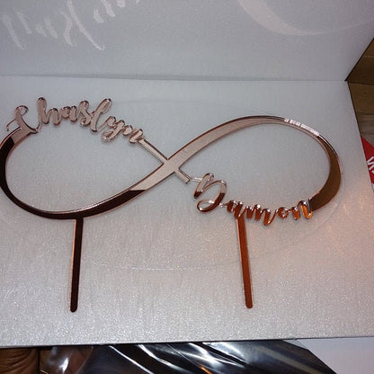 Infinity Cake Topper with Custom Name, Personalized Wedding Decor - Forever Love