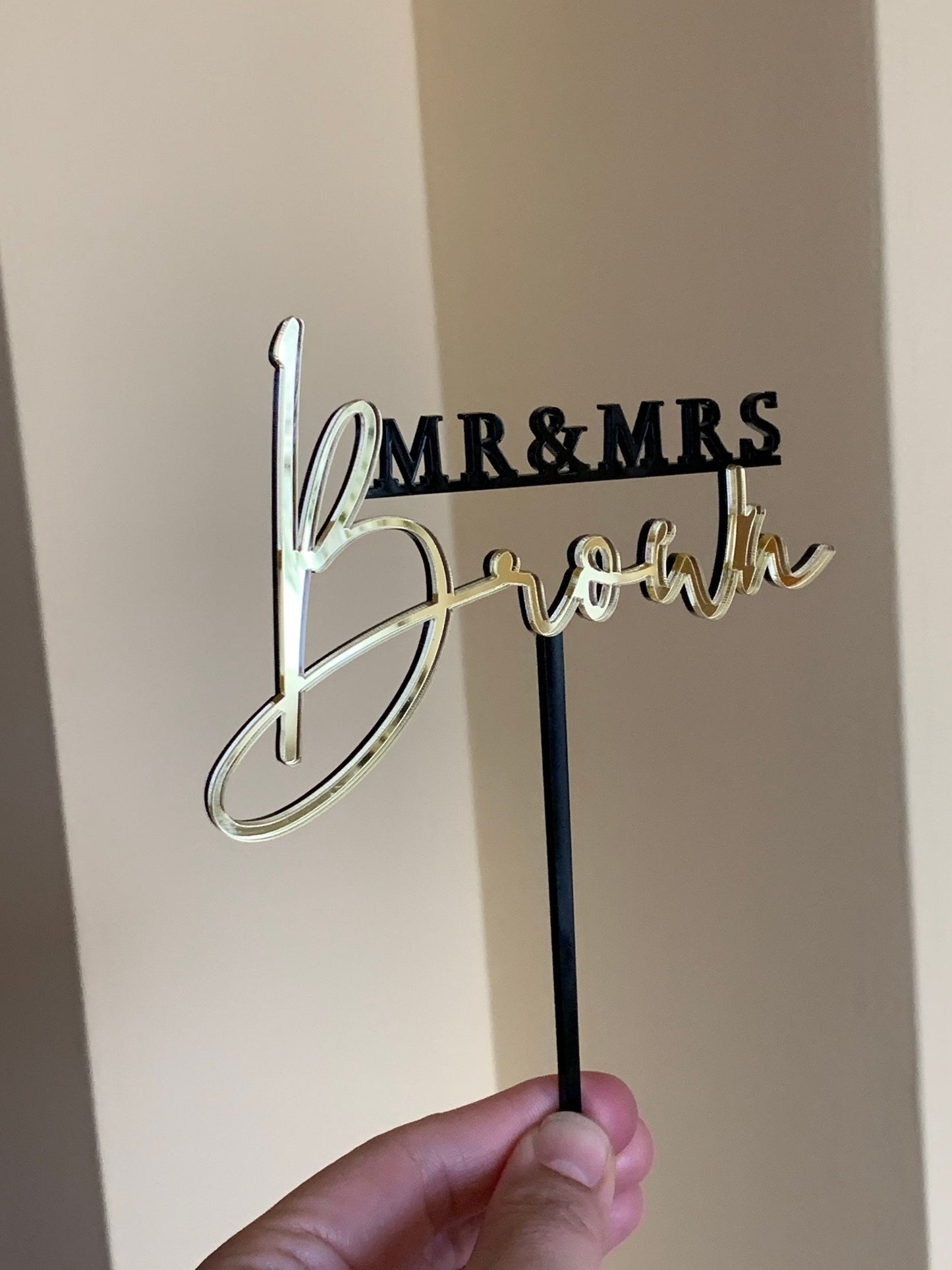Custom Mr & Mrs Wedding Cake Topper - Personalized Last Name Anniversary Decoration