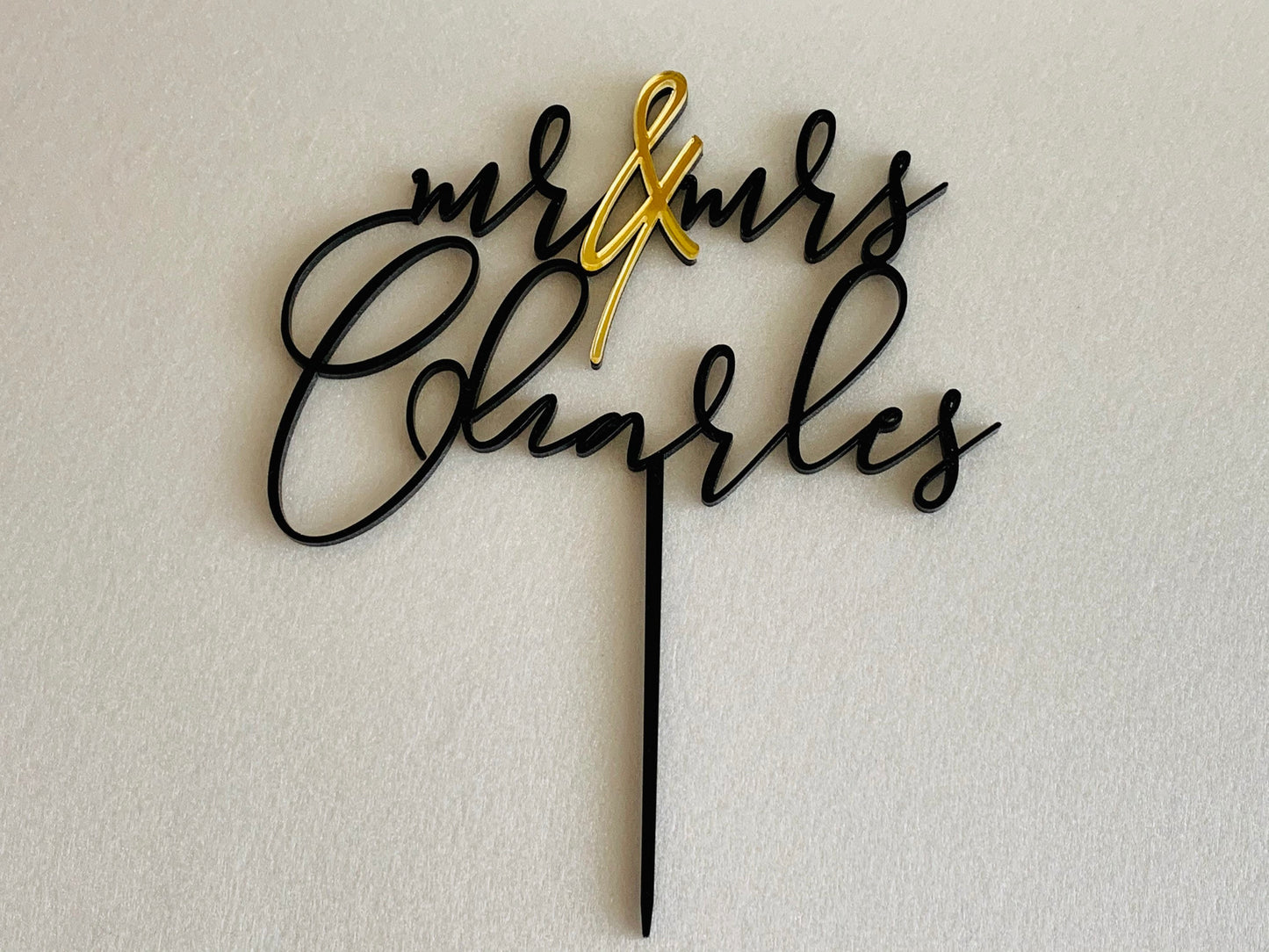 Personalized Mr & Mrs Wedding Cake Topper with Custom Last Name