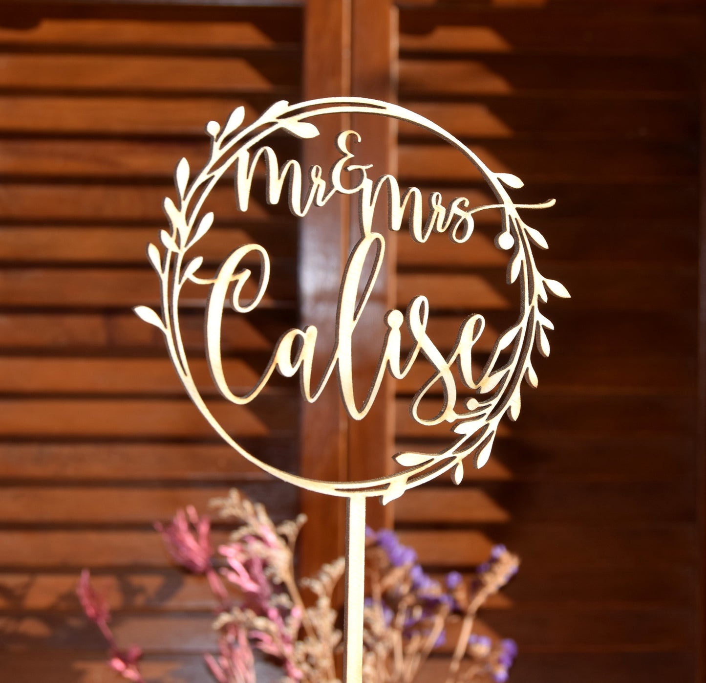 Personalized Mr & Mrs Birch Wood Cake Topper: DIY Wedding Decor