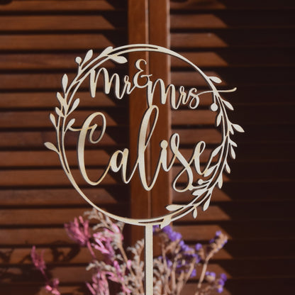 Personalized Mr & Mrs Birch Wood Cake Topper: DIY Wedding Decor