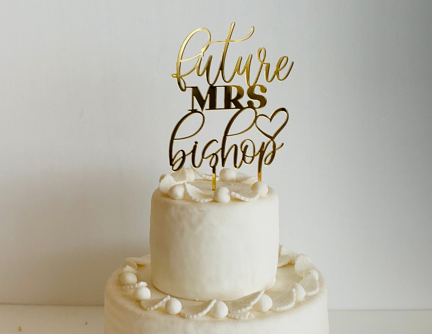 Personalized Future Mrs Cake Topper with Custom Name and Heart, Bridal Shower Cake Decor