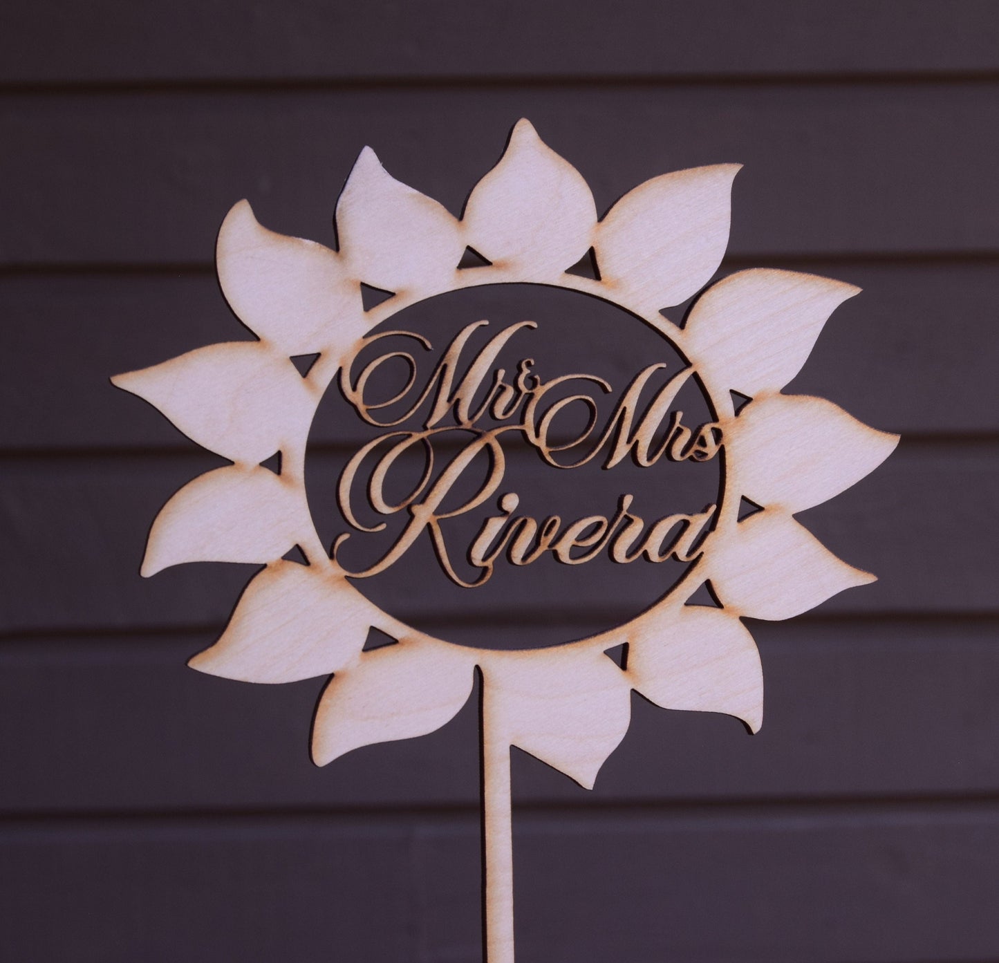 Sunflower Wedding Cake Topper: Rustic Floral Wood Decor