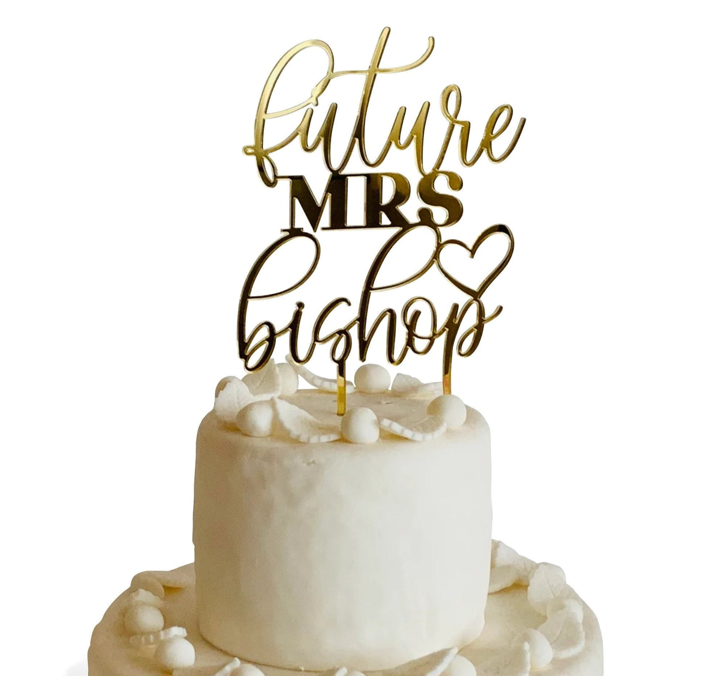 Personalized Future Mrs Cake Topper with Custom Name and Heart, Bridal Shower Cake Decor