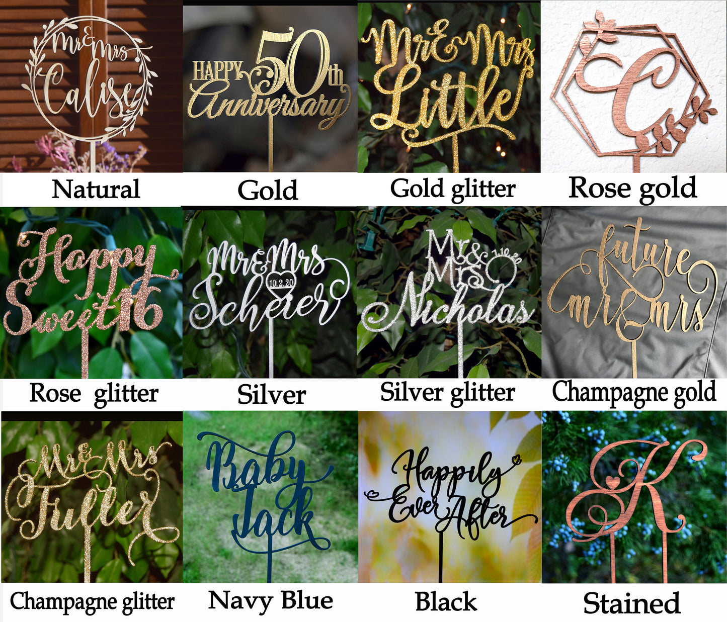 Personalized Monogram Cake Topper: Rustic Birch Wood Wedding Decor