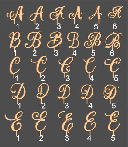 Rustic Wedding Cake Topper: Initial Monogram, Birch Wood